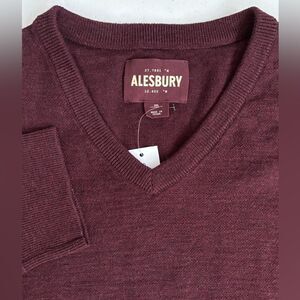 Alesbury NWT Men's XXL Burgundy Riverside V-Neck‎ Cotton Long Sleeve Sweater